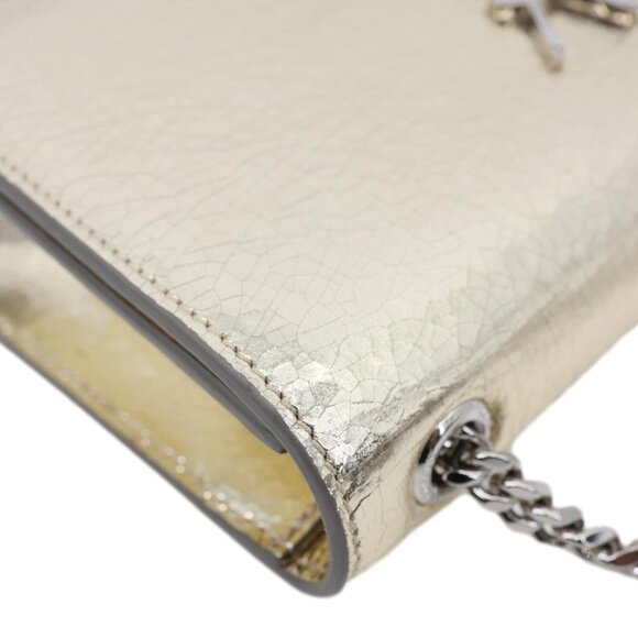 Yves Saint Laurent  Kate Metallic Crackled Calfskin Leather Crossbody Bag Gold - Picture 6 of 13